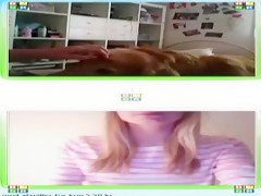 webcam girl watches another girl and her dog